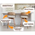 thumbnail image 3 of 26 Inch Modern Counter Height Bar Stools Set of 3, 360° Swivel Linen Upholstered Barstools with Wood  for Kitchen Island, 3 of 6