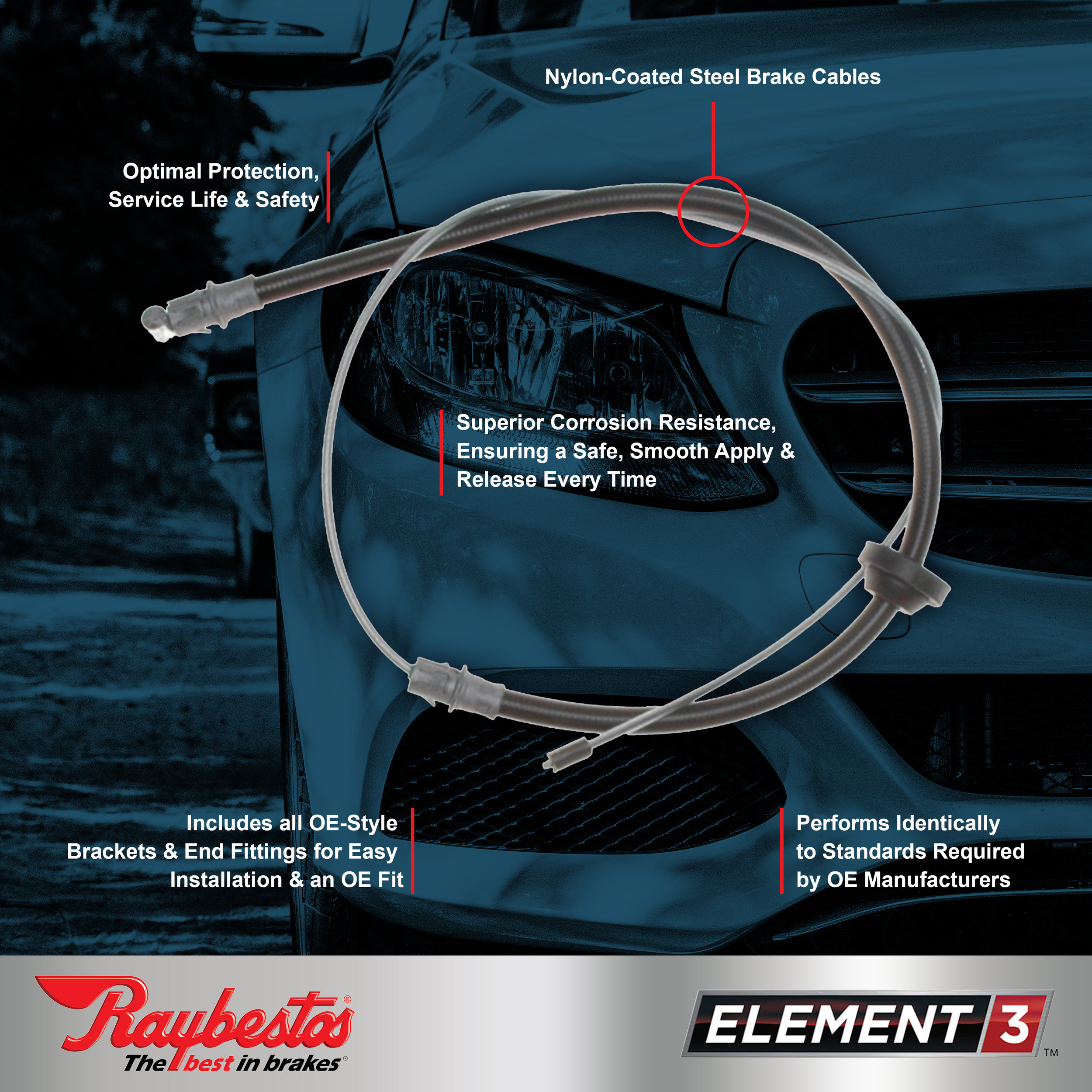 Raybestos Element3 Brake Cables, BC95309 - image 3 of 6