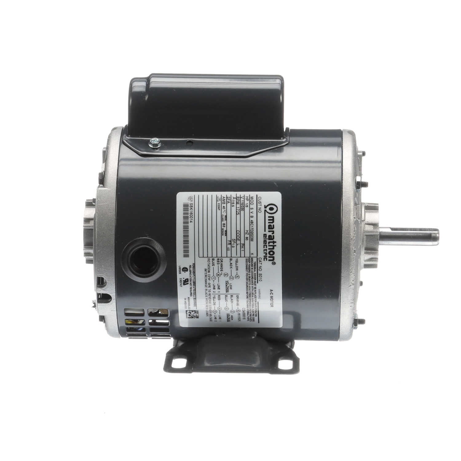 Marathon S010 Electric Motor 1/3 HP 1725 Rpm 1PH 115/230 Volt 48 048C17D2023