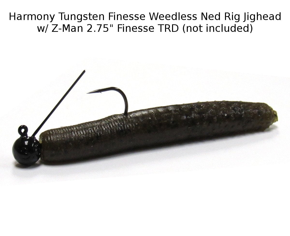 5 Pack Harmony Fishing Tungsten Offset Weedless Ned Rig Jigheads