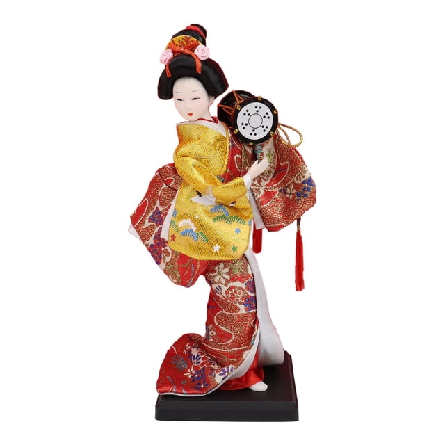 Muñeca geisha japonesa étnica, figura coleccionable, adorno de 23 cm, estatua artesanal de mujer, muñeca kimono para mesa, estante, regalo para niños Estilo F