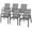 Grey, variant on Costway Set of 6 Patio Rattan Dining Chairs Stackable Armrest Garden Mix Gray