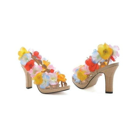 

Ellie Shoes E-402-Luau 4 Heel Womens Costume Sandal with Flower. Multi / 6