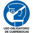 thumbnail image 1 of Señalamiento: "Uso obligatorio de cubrebocas", azul y blanco. Impreso sobre plástico estireno calibre 40, medidas: 20 x 20 cm, ideal para interiores y exteriores. Letrero, Señal informativa cuadrada., 1 of 5