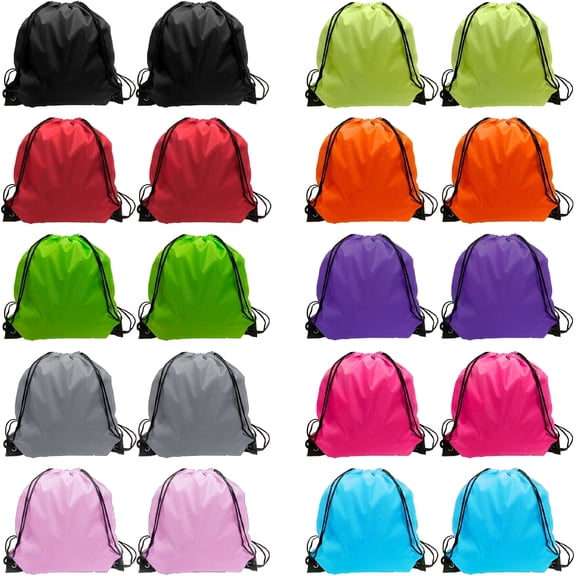 AOMRCOL Drawstring Backpack Cinch Bag Drawstring Bags Bulk Draw String Sport Nylon Bag 10 Color (10 Color, 20Pcs)