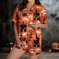 thumbnail image 2 of MuXiKeJi Clothes Halloween Pajamas Women,Fall Cute Pumpkin Ghost Print Pjs Short Sleeve Button Shirts and Shorts Pajamas Sets,Womens Halloween pjs, 2 of 9