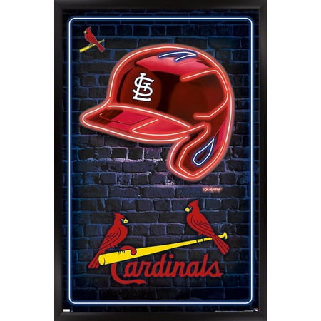 MLB St. Louis Cardinals – Neon Helmet 23 Wall Poster 22.375 x 34 Framed
