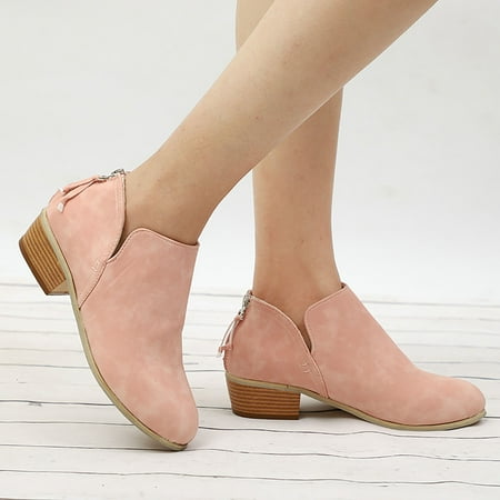 

Women Retro Flat Bottom Shoes Casual Boots Plus Size Slip On Double Zipper Shoes