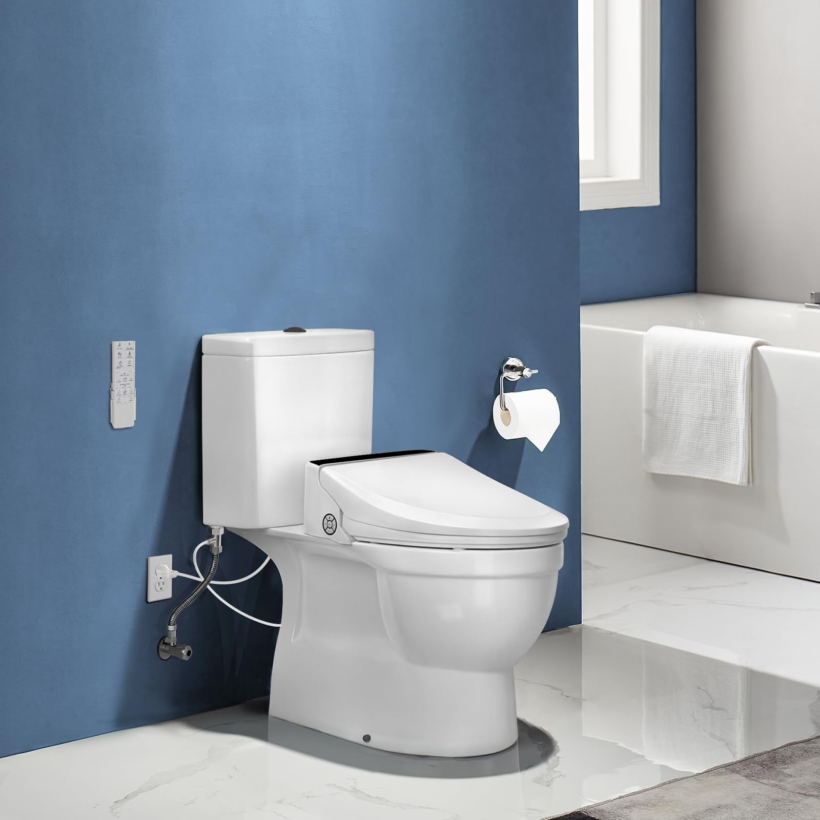 Bidet Toilet Seat With Heated Warm Water & Nozzle Wash  Auto-dry Quiet Close Lid Wireless Remote - Electric 102s-b(elongated)