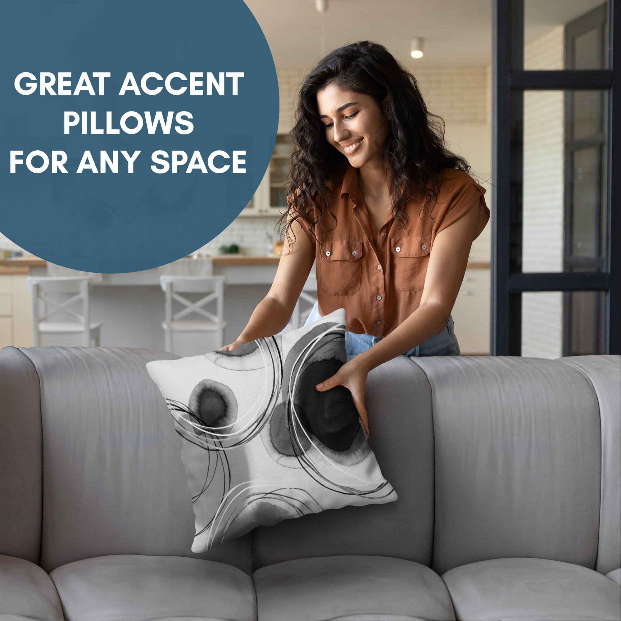 Americanflat 18"x18" Abstract Throw Pillow with Premium Polyester - Black and White
