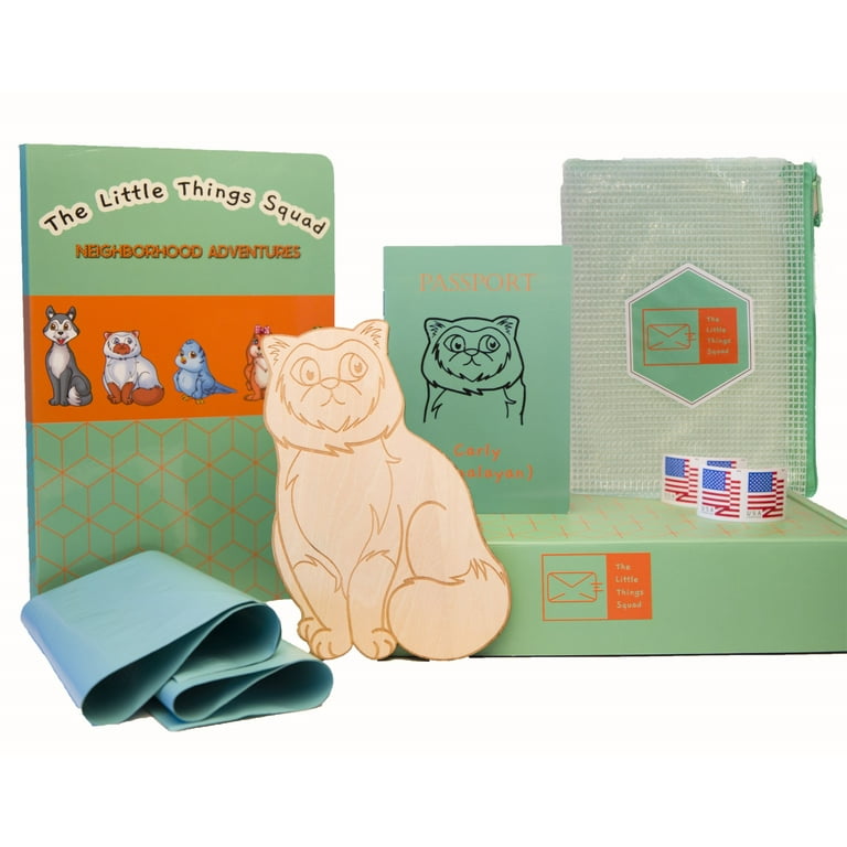 Pen Pal Kit for Kids - The Little Things Squad – Carly The Cat | Includes: Board Book, Stamps, Envelopes | Letter Writing, Decorating, Creative Toy