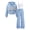 Blue, variant on Girls 3 Piece Outfit Sets Letter Print Zip Up Hoodie, White Spaghetti Strap Cami Tank Top & Camo Cargo Wide Leg Pants Casual Tracksuit for 7-14Y