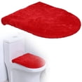 thumbnail image 2 of Solid Toilet Lid Cover Soft Fleece Washable Toilet Lid Protector Non-Slip Bathroom Mat Decor Absorbent Cushion for Comfort Red, 2 of 9