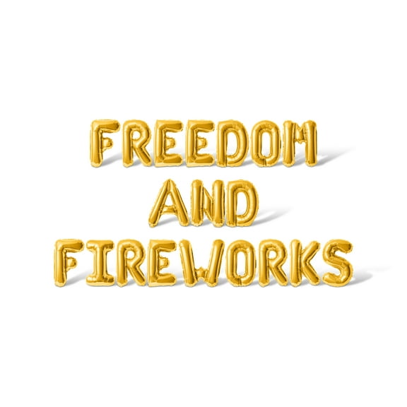 Letter Balloons - FREEDOM AND FIREWORKS 16" Inch Alphabet Letters Foil Mylar Balloon 4th of July Party Banner (Gold)