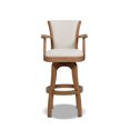 thumbnail image 3 of 31” Swivel Counter Height Bar Stool, High Back Swivel Barstool with Upholstered Seat & Solid Wood Footrest, Counter Bar Stool for Kitchen Island & Pub, White, 3 of 9