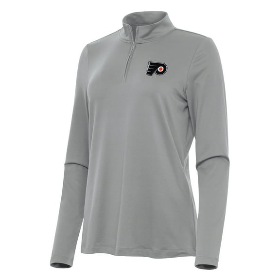 Women's Antigua Gray Philadelphia Flyers Reprocess Quarter-Zip Top