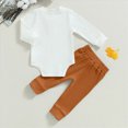 thumbnail image 3 of Xudanell Baby Boy Outfits 0 3 6 12 18 24 Months Knit Long Sleeve Solid Color Button Down Jumpsuit Romper Solid Pants Casual Fall Clothes, 3 of 4