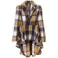 thumbnail image 7 of LTTVQM Womens Plaid Peplum Hem Shacket Jacket Button Open Front Lapel Long Sleeve Trench Coat Fall Winter Outfits Khaki L, 7 of 7