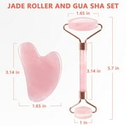 Jade Roller & Gua Sha, Facial Beauty Roller sets, Rose Quartz Massager for Face, Eyes, Neck, Relieve Fine Lines,Wrinkles,and Muscle Relaxing By PULMCheerger