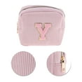 thumbnail image 4 of Unique Bargains 1 Pc Letter Y Pattern Makeup Bag for Travel Pink Corduroy, 4 of 6