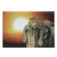 thumbnail image 1 of Safari Cutting Board, Leopard Sitting on Dry Tree at Sunset Danger in the Air Big Cat with Spotted Form, Decorative Tempered Glass Cutting and Serving Board, Large Size, Orange Brown, by Ambesonne, 1 of 1