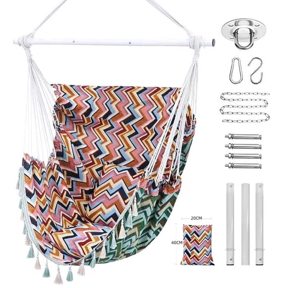 Type 1 Hammock Chair with Three-Fold Rod, Storage Bag & Hardware Kit – 59x47.2in Versatile Indoor/Outdoor Hanging Seat for Bedroom, Patio, Camping, Beach & Backyard – Comfortable & Stylish Hanging