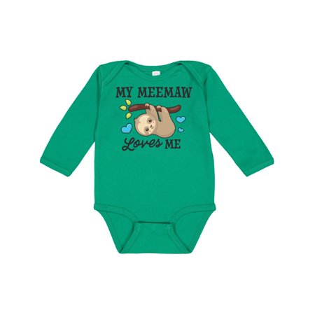 

Inktastic My Meemaw Loves Me with Sloth and Hearts Gift Baby Boy or Baby Girl Long Sleeve Bodysuit