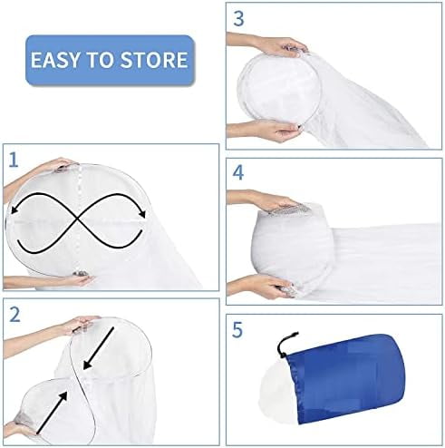 Mosquito Net for Bed, Large White Bed Canopy for Girls, Hanging Bed Net, Ideal for Bedroom Decorative, Travel with Storage Bag (Round)