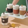 thumbnail image 2 of D5 Biodegradable Coffee Water Cup with Lids Wheat Straw Cup Reusable Portable Cup Dishwasher Safe Coffee Mug Espresso Travel Cup (Grey), 2 of 7
