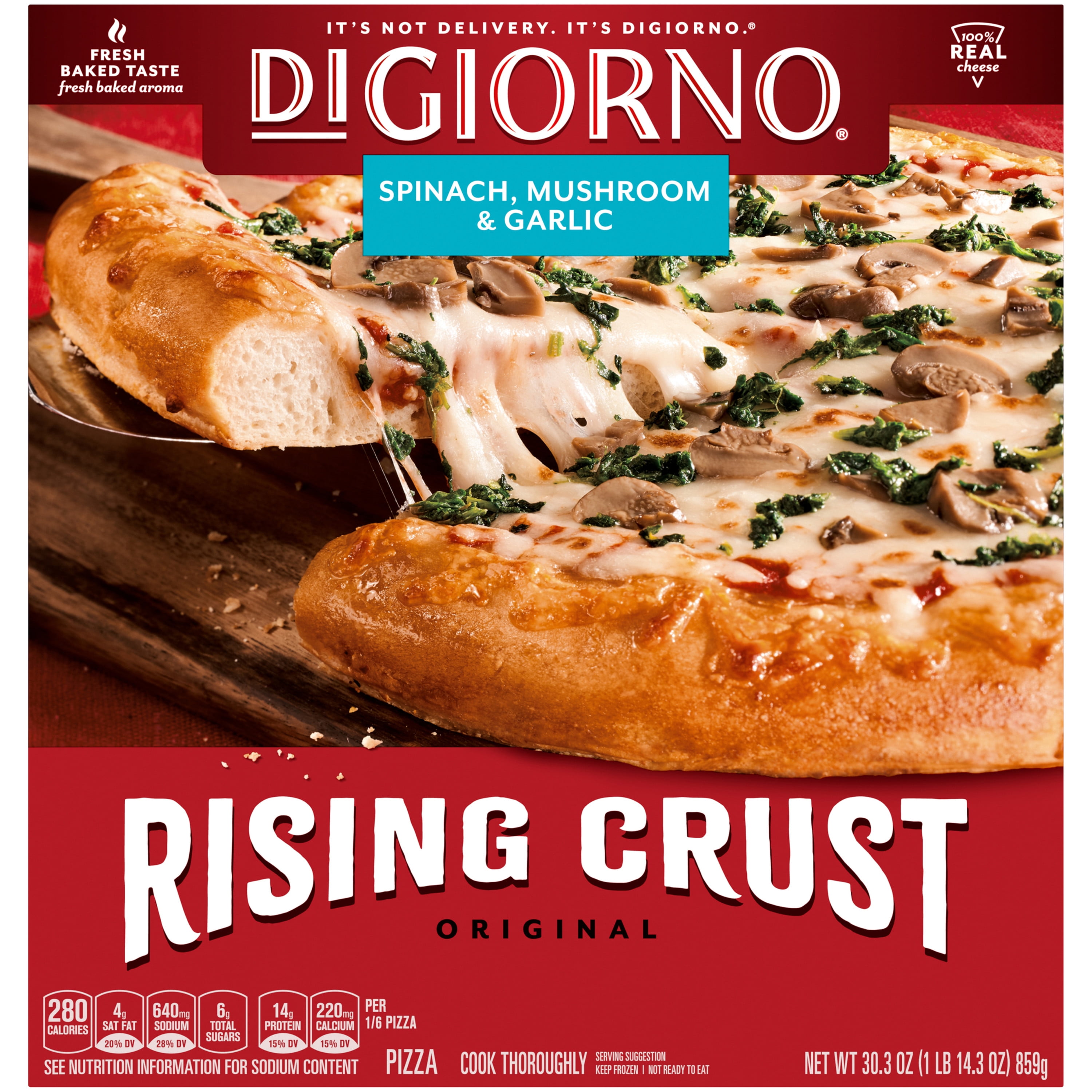 DIGIORNO Spinach, Mushroom & Garlic Frozen Pizza on a Rising Crust 30.3