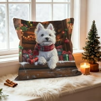 HCBY Christmas Winter Maltese Decorative Throw Pillow Covers, Dog Terrier Decorative Throw Pillows, Snowflake Porch Outdoor Pillowcase, Sofa Couch Cushion Case Home Decor Gift
