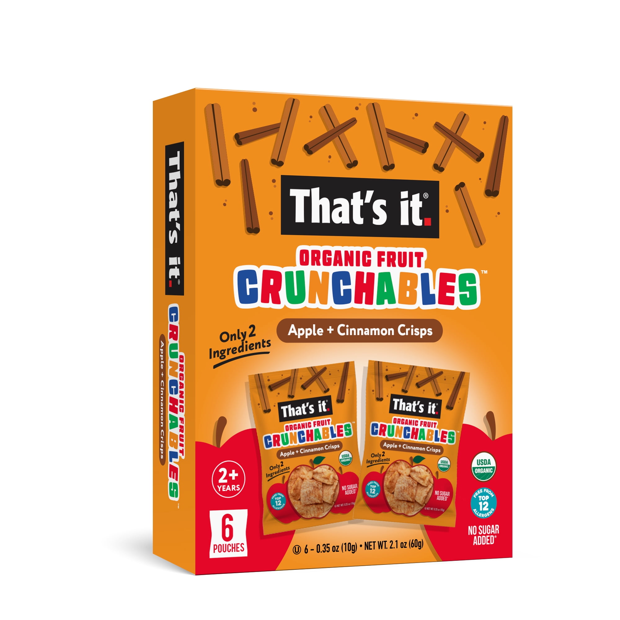 (6 pack) That's It. Crispy, Gluten-Free, Organic Apple + Cinnamon Crunchables, 6 Count