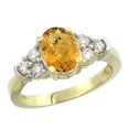 thumbnail image 1 of 14K Yellow Gold Natural Whisky Quartz Ring Oval 9x7mm Diamond Accent, size 9.5, 1 of 1