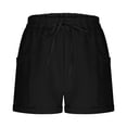 thumbnail image 7 of THDHVS Womens Shorts,Casual Shorts for Women,Womens Solid Linen Casual Shorts High Waisted Shorts Summer Flowy Beach Drawstring Shorts Black XL, 7 of 7