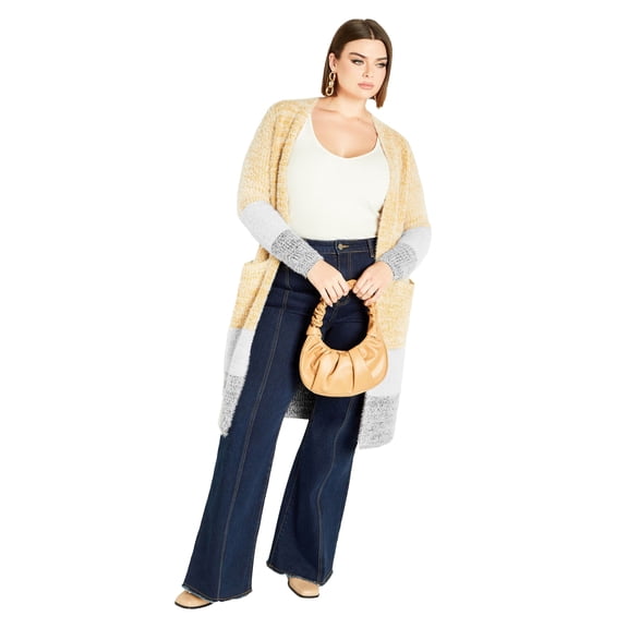 Avenue Women's Plus Size Elise Color Block Knitted Cardigan