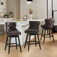 thumbnail image 6 of Tewloss 30" Swivel Bar Stools Set of 3 With Back Leather Bar Height Chairs for Home Kitchen, Brown, 6 of 9