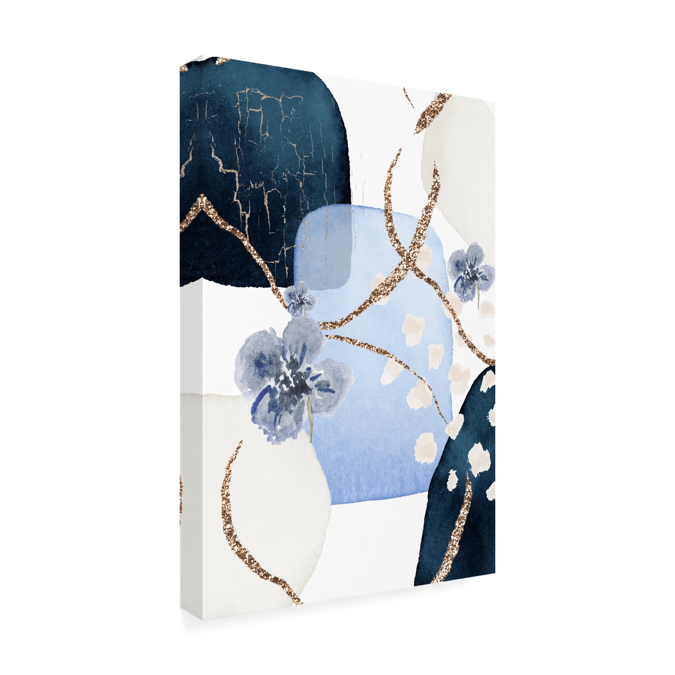 Trademark Fine Art Sally Ann Moss Floral Blue 2 Canvas Wall Art