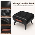 thumbnail image 6 of Leumius Leather Stool with Portable Handles and Metal Legs, Modern Minimalist Square Footrest with Hidden Storage Space for Living Room Black, 6 of 9
