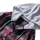 thumbnail image 5 of Blusa informal de manga larga con capucha para hombre, con cuello vuelto, manga larga, cierre de botones, estampado a cuadros, con capucha, 5 of 9