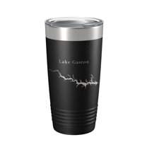 Lake Gaston Map Tumbler Travel Mug Insulated Laser Engraved Coffee Cup North Carolina Virginia 20 oz Black
