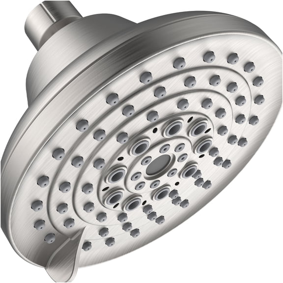JERFIT 5 Inch High Pressure Rain Shower Head, 6-Spray Adjustable Fixed Showerhead with Anti-Clog Nozzles, Brushed Nickel, Easy Install, Low Flow