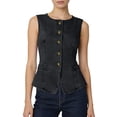 thumbnail image 5 of Fmbrln Womens Casual Jean Vest Solid Color Button Hoodless Sleeveless Denim Jacket, 5 of 5