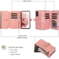 thumbnail image 2 of Case for Samsung Galaxy A53 5G, 9 Card Slots Retro Leather Wallet Shockproof Flip Cover with Hand Strap Card Slots Zipper Pocket Kickstand Handbag Magnetic Closure - Retro Pink, 2 of 16