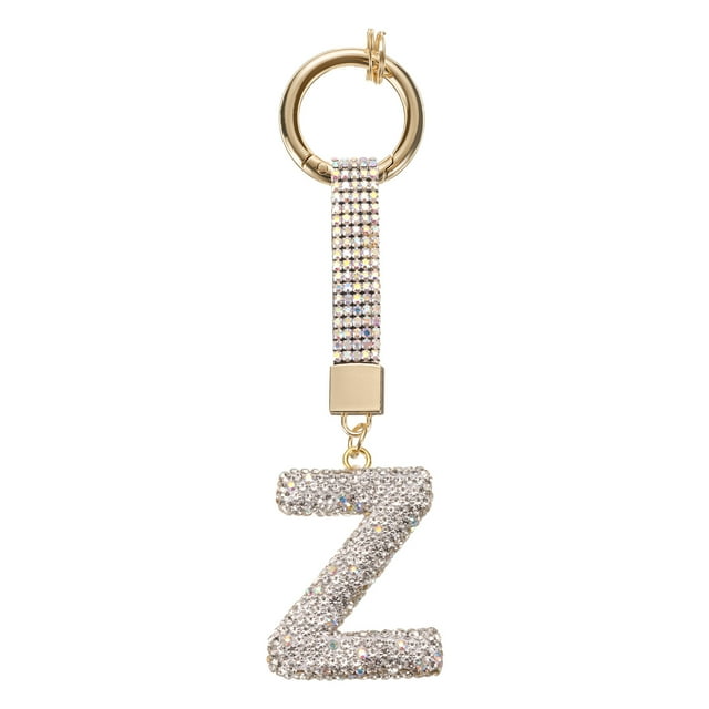 Encanto de letra Z de Uxcell, encanto de alfabeto de rhinestone para hacer joyas, blanco