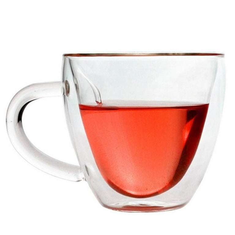 Glass Tea Cup With Handle Heart Shaped Clear Double Wall Lovers Coffee  Afternoon Tea Double Layer Glass Mug 
