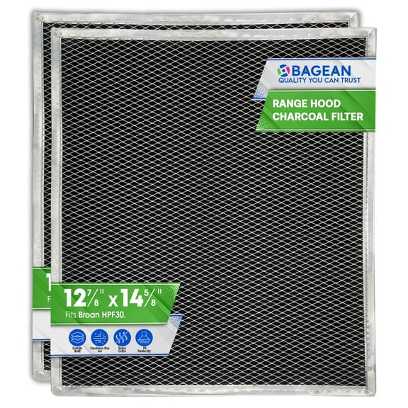 Charcoal Filter Replacement Fits 12.90" x 14.65" HPF30 97020466 Broan range hood filter - Carbon Hood Vent Filter for Ductless Exhaust Fan - Filters and Freshens Kitchen Air Over the Oven (2-Pack)
