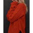 thumbnail image 4 of Czanzd Women's Cable Knit Asymmetrical Hem Sweater Crewneck Pullover Top-Red,L, 4 of 6
