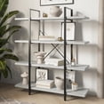 thumbnail image 3 of BELLEZE 4 Tier Modern Rustic Industrial Bookshelf - Hazel (Stone Grey), 3 of 7