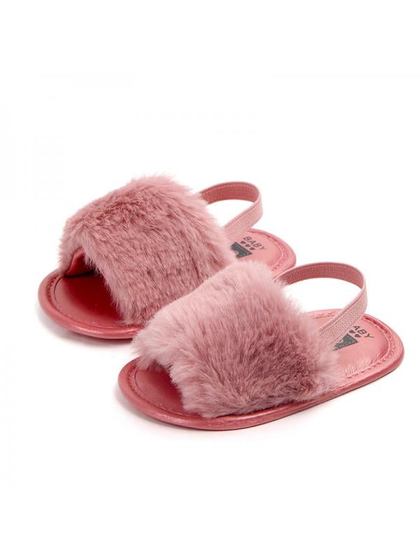 High end Women Fox Fur Slippers Slides Female Furry Indoor Flip Flops Casual Beach Plush Shoes,7.5M,Black