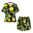 thumbnail image 4 of Picia Lemon Fruits Flowers Leaves Pajamas Sets for Women Soft Short-Sleeved Pjs with Lounge Shorts Two Piece Sleepwear-Large, 4 of 9